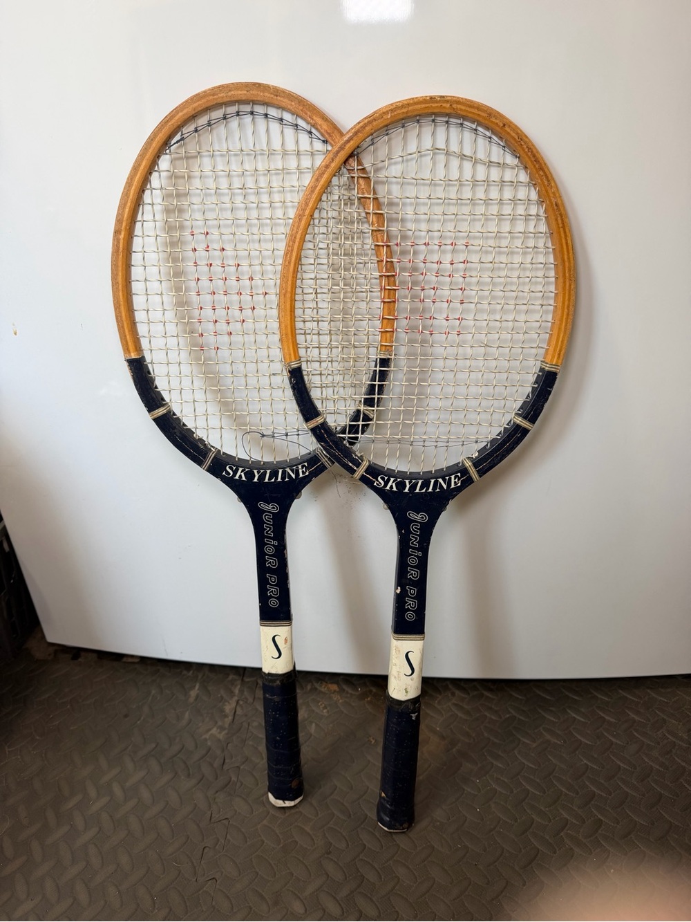 2 Vintage Wooden Skyline Junior Pro Tennis Racquets